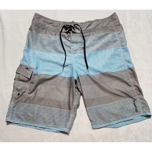 O'Neill‎ Men's Board Shorts, Size 32, Blue Striped Swim Trunks